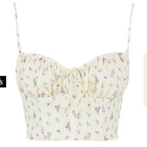 HOUSE OF CB LILIBETH CORSET YELLOW BUTTER FLORAL TOP - SMALL